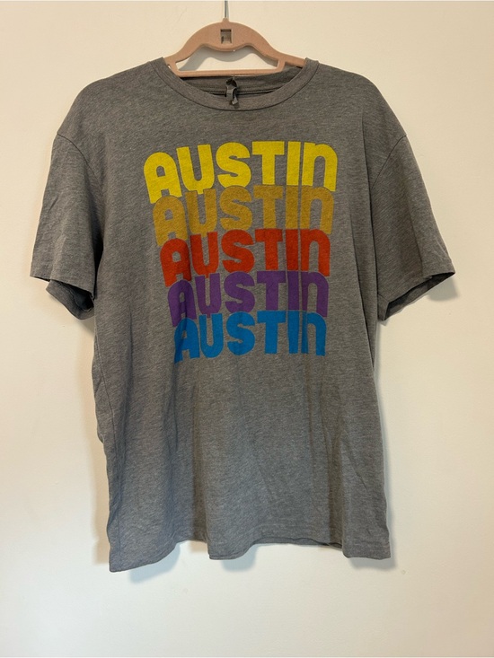 Next Level Apparel Tops - Next Level Apparel Heather Gray Tee with Multicolor AUSTIN Stack